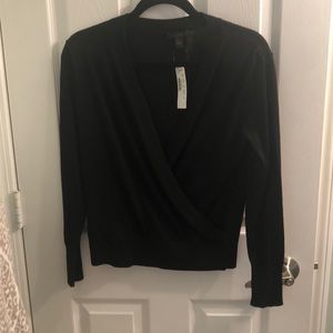 J. Crew Black Wrap Top